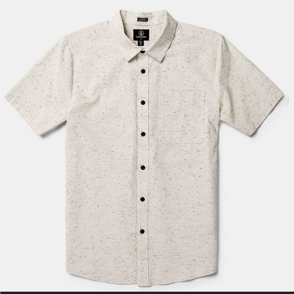 Volcom Cream Casual Button Down Shirt Short Sleeve